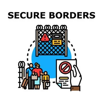 People facing secure borders with denied entry document 스톡 일러스트