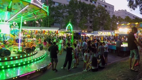 People At The Fair In The Evening Stock Footage 87800173
