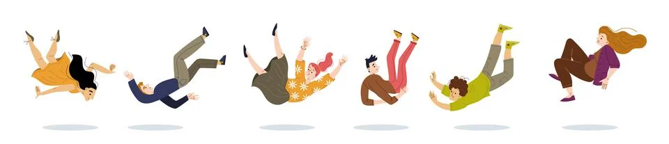 People fall from high, fly down Stock Illustration