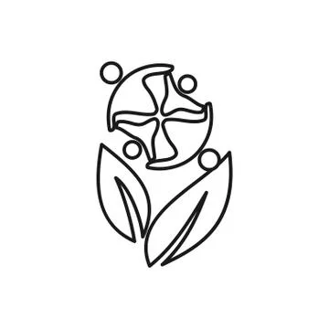 People farm Commitment Teamwork Together Outline Logo vector Stock Illustration