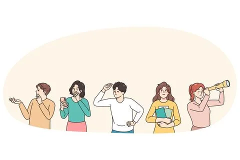 People feel confused looking for solution Stock Illustration