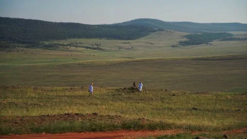 People in the field Stock Footage 130859481