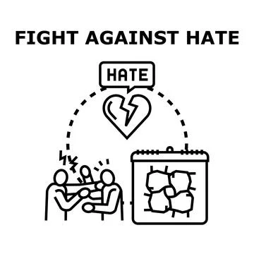 People fighting against hate concept illustration Stock-Illustration