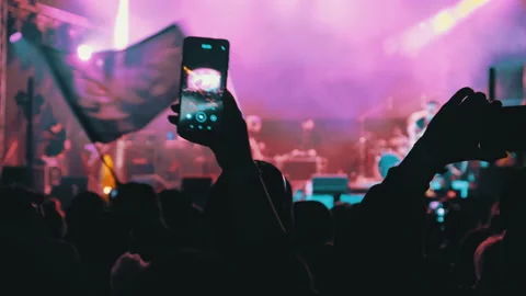 People Filming Rock Concert on Smartphon... | Stock Video | Pond5