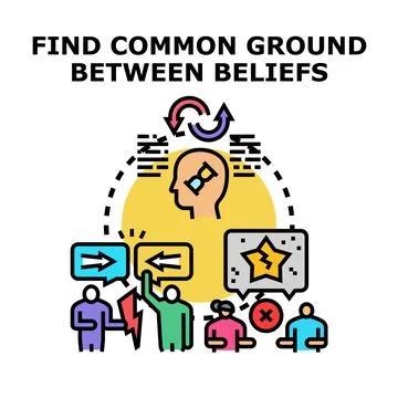 People finding common ground between differing beliefs and opinions Stock Illustration