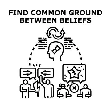 People finding common ground between differing beliefs and opinions Stock Illustration