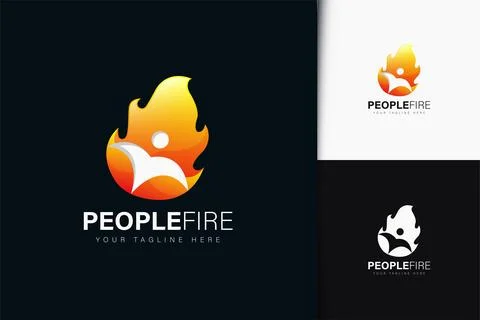 People fire logo design with gradient Stock Illustration