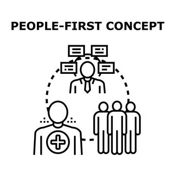 People first concept emphasizing human resources and customer focus Illustrazione stock