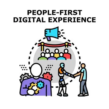 People first digital experience with human and robot interaction 스톡 일러스트