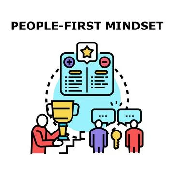 People first mindset achieving success and teamwork communication Stock Illustration
