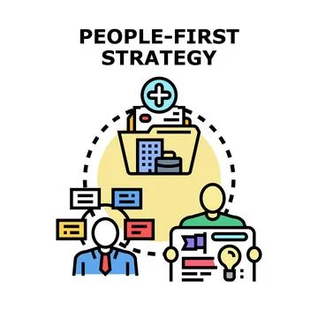 People first strategy prioritizing employee care and goals Stock Illustration