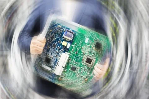People fix core switch in network room Stock Photos