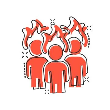 People with flame head icon in comic style. Stress expression cartoon vector  Stock Illustration
