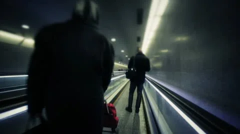 People on flat escalator Stock Footage 20489597