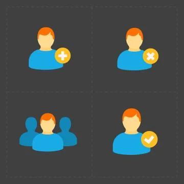 People flat icons set on Black Stock Illustration