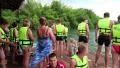 People float on the raft on the Kwai river in northwestern Thailand HD Footage