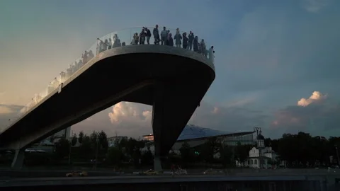 People on floating bridge at sunset .view from the deck of the ship Stock Footage 212390407