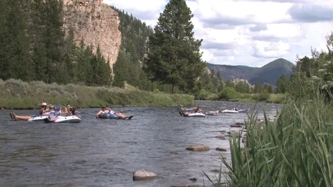 People Floating Down Colorado River Stock Footage 75948310