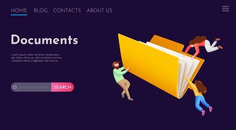 People fly around folder with documents. Documents, agreement or contract Stock Illustration