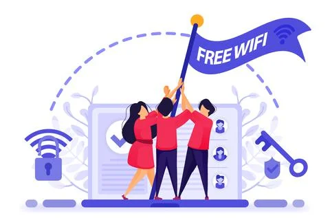 People fly flag for protest to get free internet or wifi access with maximum  Stock Illustration