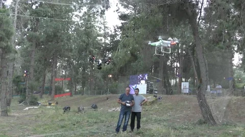 People fly two drones Stockbeeldmateriaal 63528340