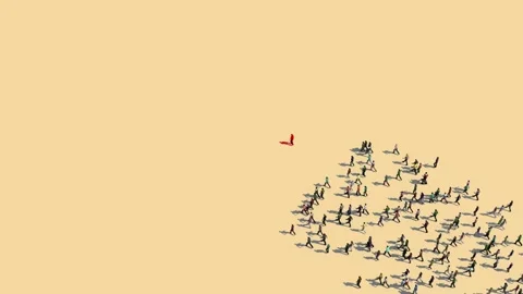 People Following red 스톡 동영상 341106933