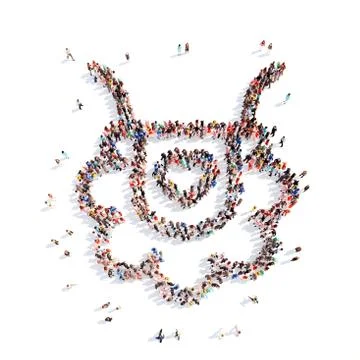 People in the form of children's bib Stock Illustration