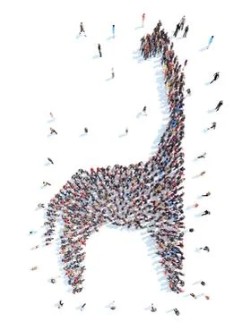 People in the form of a dinosaur. Stock Illustration