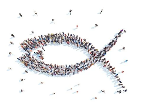 People in the form of a fish. Stock Illustration