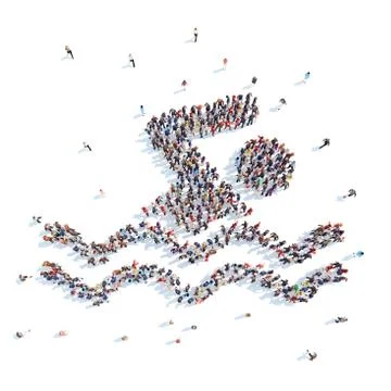 People in the form of a floating man. Stock Illustration