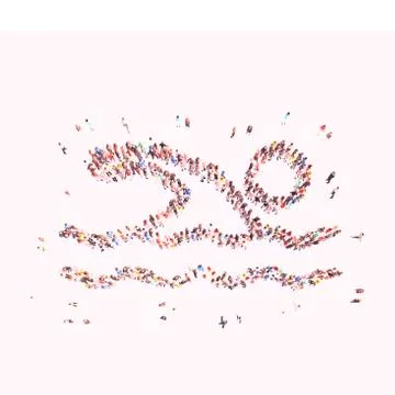 People in the form of a floating man Stock Illustration
