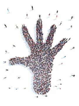 People in the form of a hand. Stock Illustration