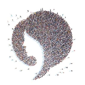 People in the form of a human profile. Stock Illustration
