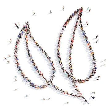 People in the form of a leaf Stock Illustration