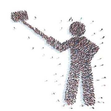 People in the form of man to do selfie. Illustrazione stock
