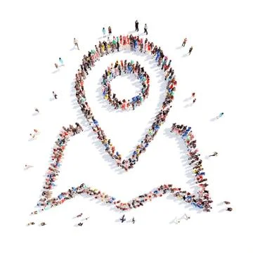 People in the form of a map pointer Stock Illustration