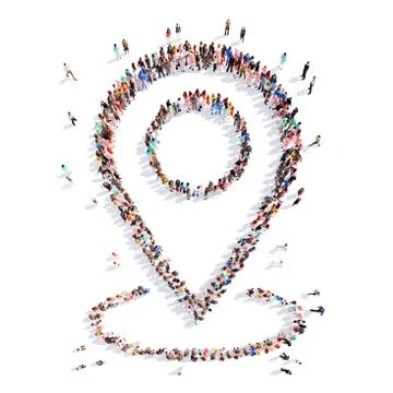 People in the form of a map pointer Stock Illustration