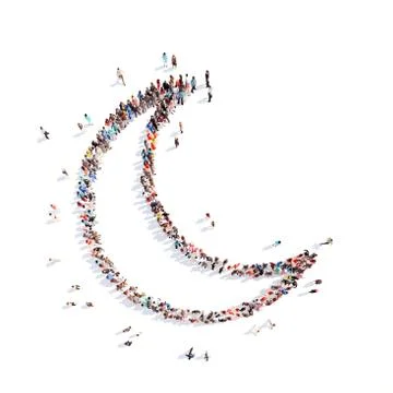 People in the form of  moon Stock Illustration
