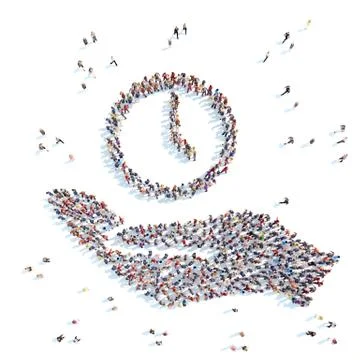 People in the form of palm clock. Stock Illustration