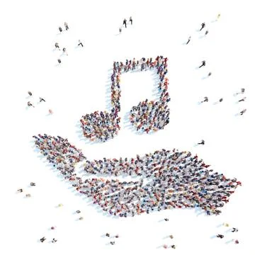 People in the form of palm with notes. Stock Illustration