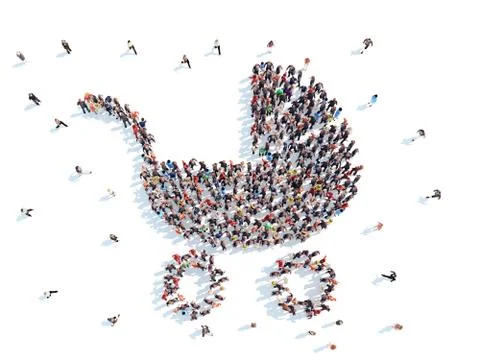 People in the form of a pram. Stock Illustration