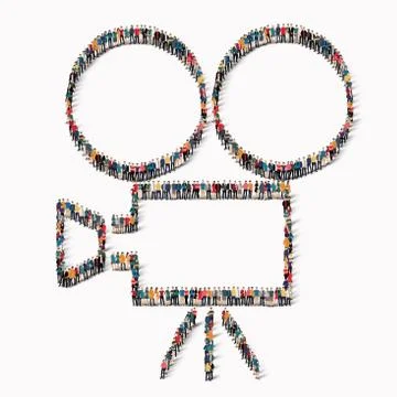 People  form  retro camera Icon Stock Illustration