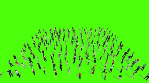 People form square on green screen Stock Footage 32197584