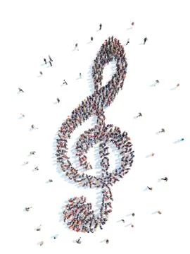 People in the form of a treble clef. Stock Illustration