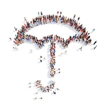 People in the form of an umbrella, a flash mob Stock Illustration