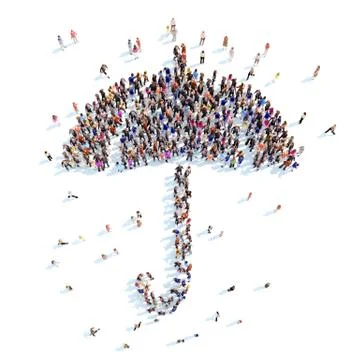 People in the form of an umbrella. Illustrazione stock