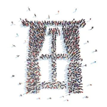 People in the form of window. Stock Illustration