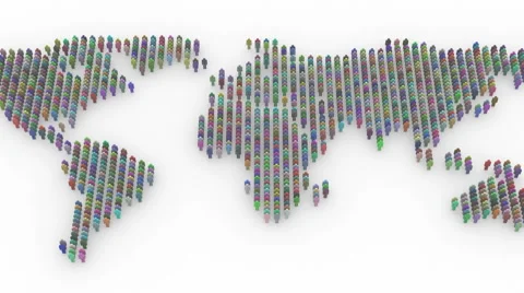 People Formed A Map Of The World Stock Footage 41167202