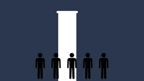 People Forming Exclamation Warning Sign Stock Footage 346804324
