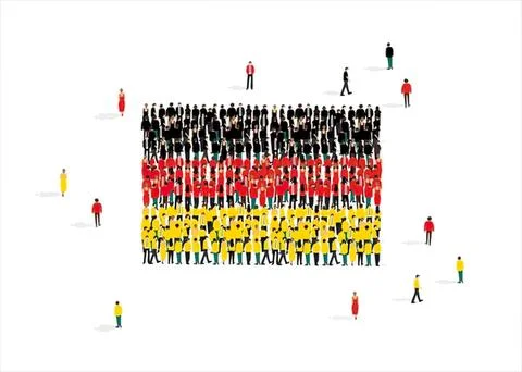 People forming the german flag on a white background Stock Illustration